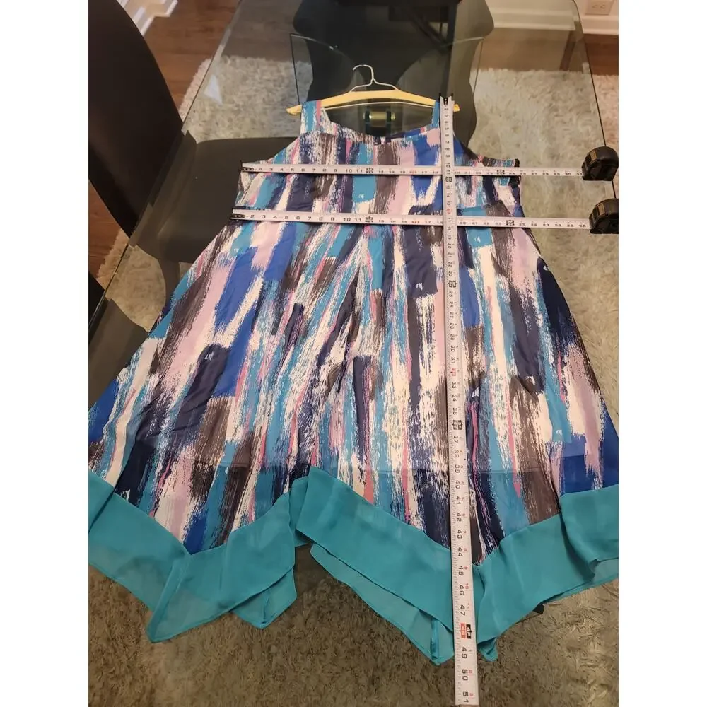 Catherines Sundress Women's 3X Multi Abstract Sweatheart Neck Shark Bite Hem - Picture 10 of 11